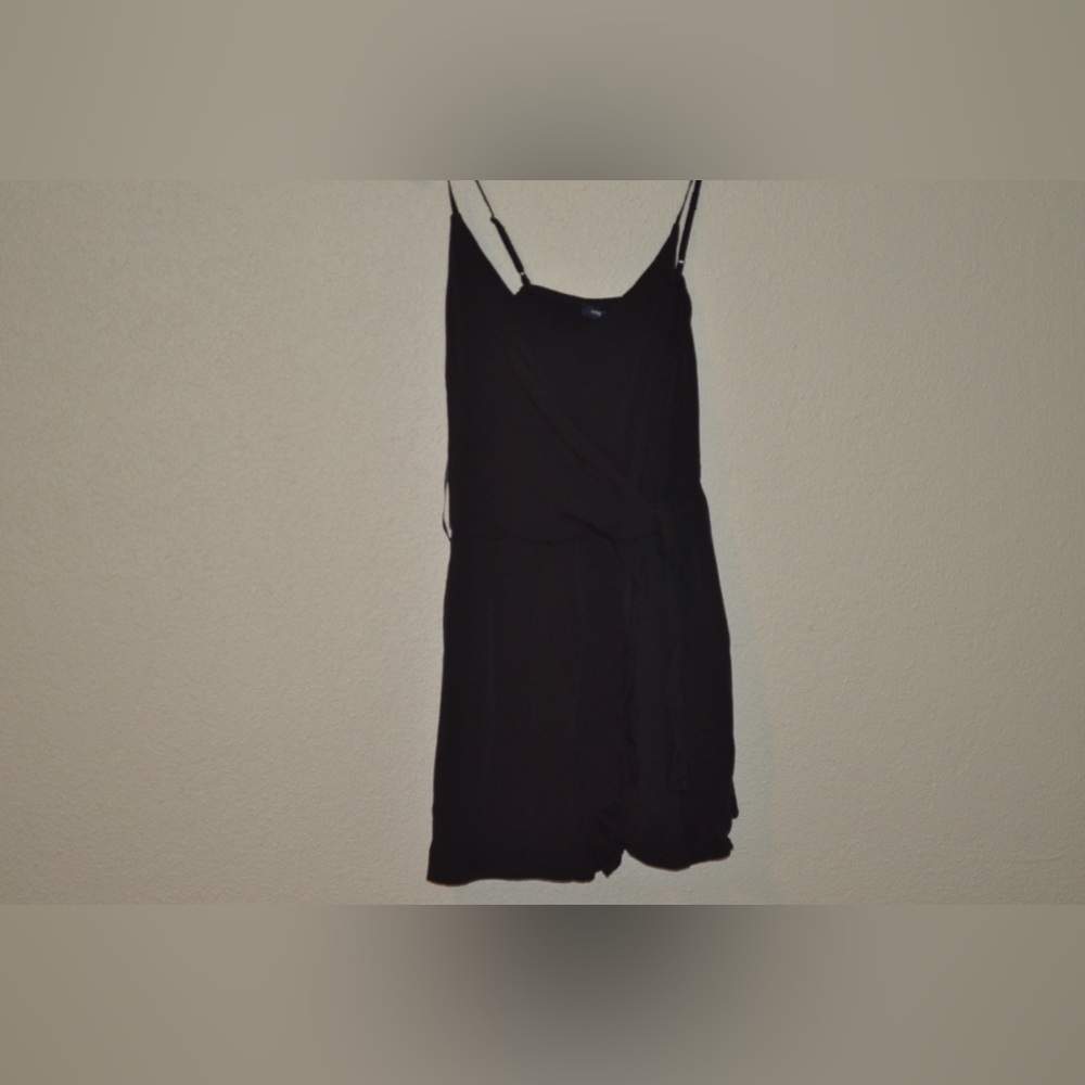 One ❤️ Clothing Black faux wrap romper with pockets
